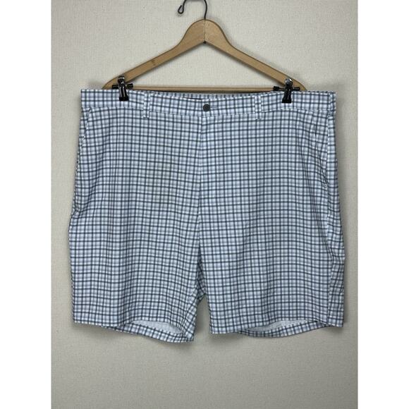 Roundtree & Yorke Performance Shorts Men’s 44B Blue White Plaid Golf Preppy - Picture 1 of 16